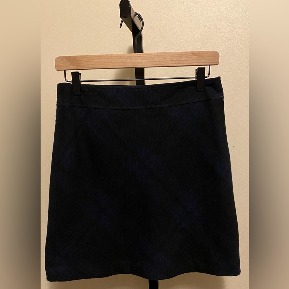 LOFT Black & Blue Plaid Pencil Skirt
